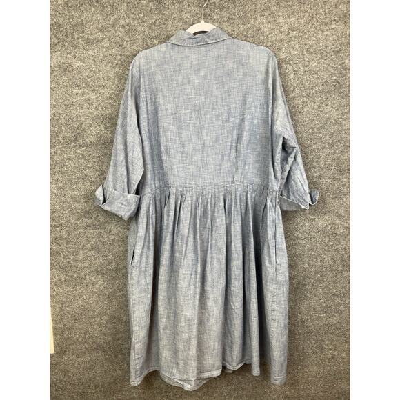 Women's Lands' End 100% Cotton Dark Blue Collared Denim Style Dress Size 18W - Picture 6 of 9